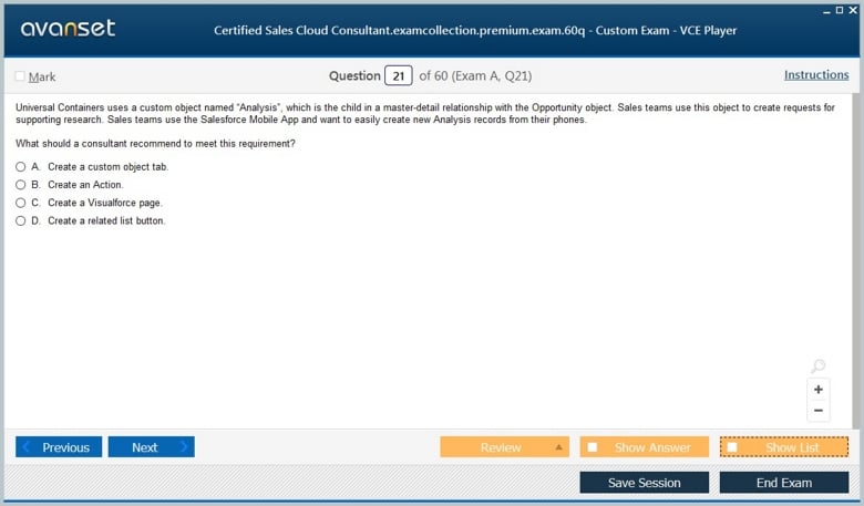 Certified Sales Cloud Consultant Premium VCE Screenshot #3